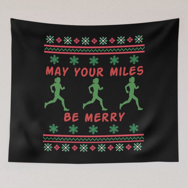 Item preview, May Your Miles Be Merry - Ugly Christmas Sweater - Woman Trail Runner  designed and sold by HeatherPore.