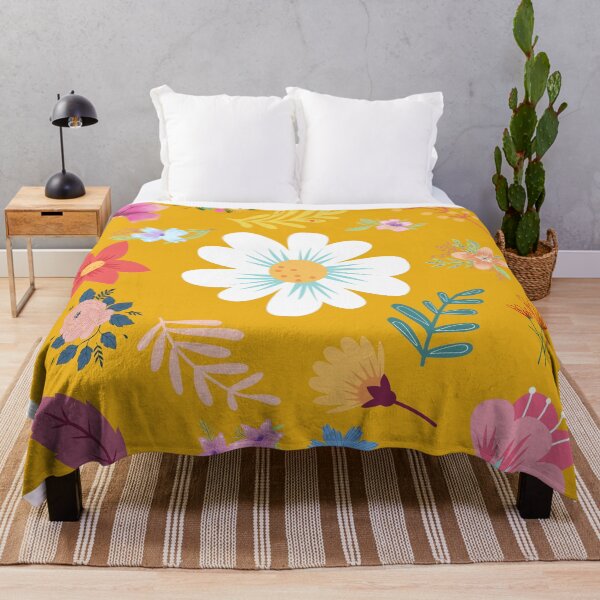 Aperçu de l'œuvre Motif floral aléatoire 14 Gamboge Couleur de fond créée et vendue par AliCatOriginals.