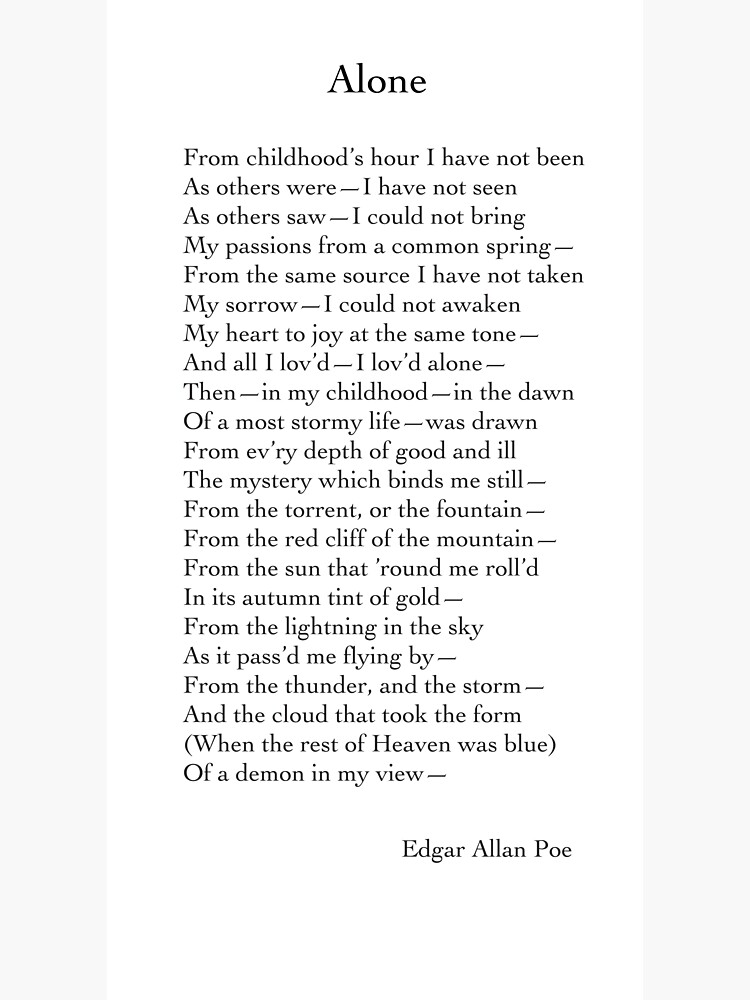 ""Alone" (Edgar Allan Poe)" Sticker for Sale by CapriArtistry Redbubble