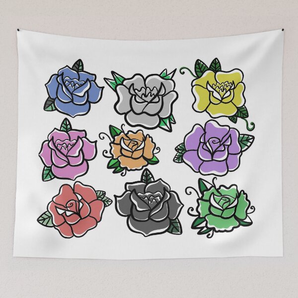 Item preview, Rainbow Tattoo Roses designed and sold by willowsbunnies.