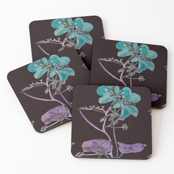 Item preview, Floral Red Watercolor Print, Botanical design Black Purple Blue designed and sold by ZenArt-Fern.