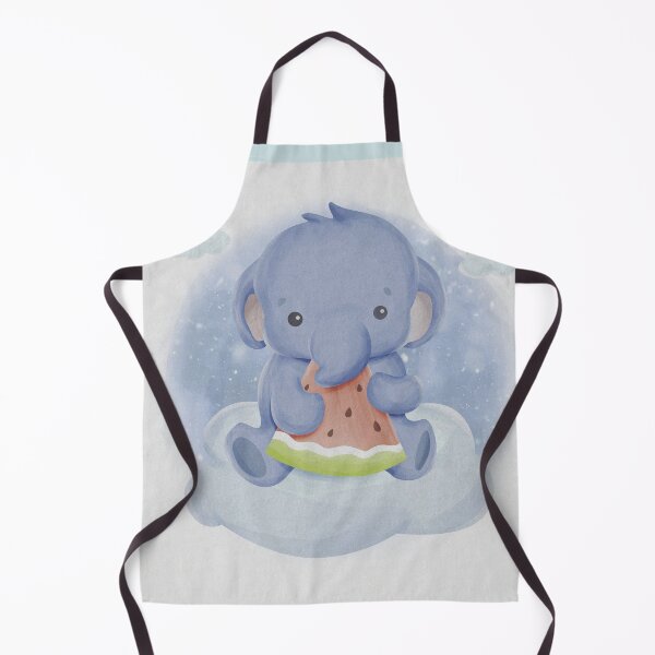 Item preview, Adorable Kawaii baby elephant eating watermelon at bedtime designed and sold by The Willow Of Rain City.