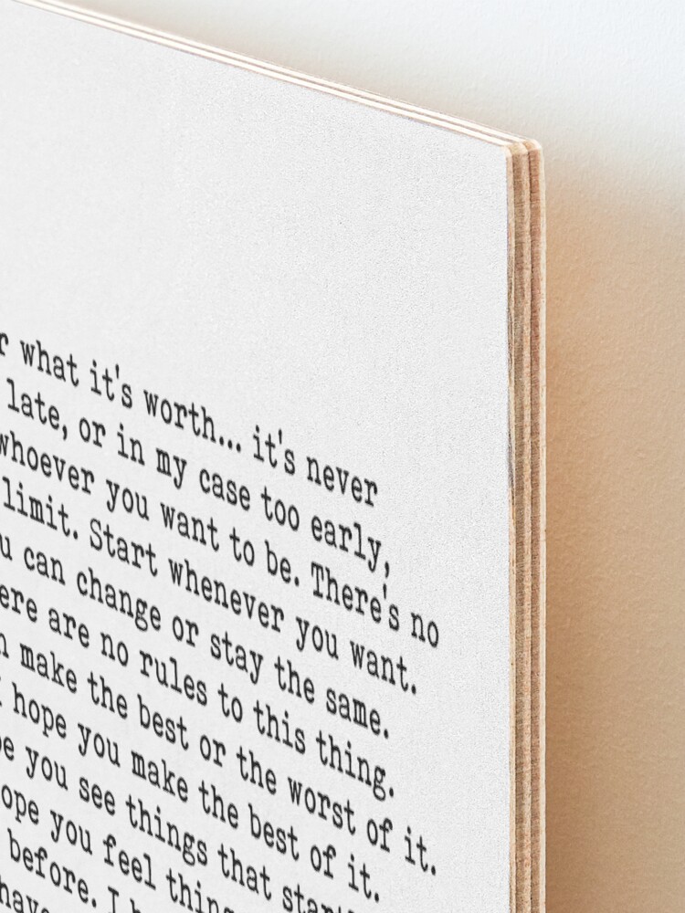 Alternate view of For What It's Worth, F Scott Fitzgerald Quote Mounted Print