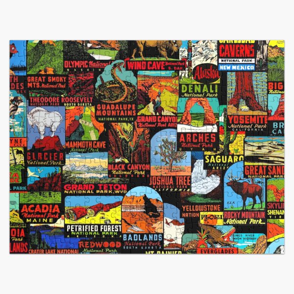 American National Parks Vintage Travel Decal Bomb Jigsaw Puzzle