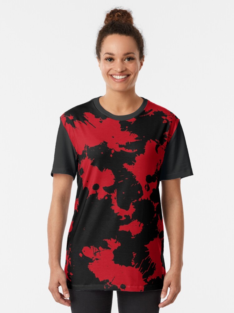 Switch Remarkable Splatter Paint Long Sleeve Layered Shirt Black & Red