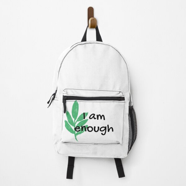 Item preview, I am enough leaf minimalist simple black text, white background affirmation designed and sold by JustAMillenial -.