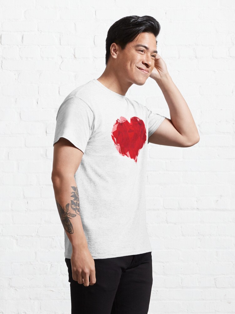 Alternate view of Red Pink Heart Abstract Polygon Art Classic T-Shirt