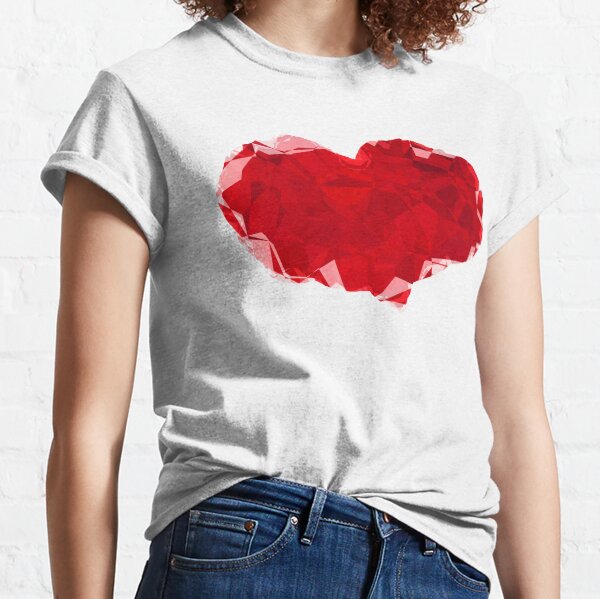 Red Pink Heart Abstract Polygon Art Classic T-Shirt