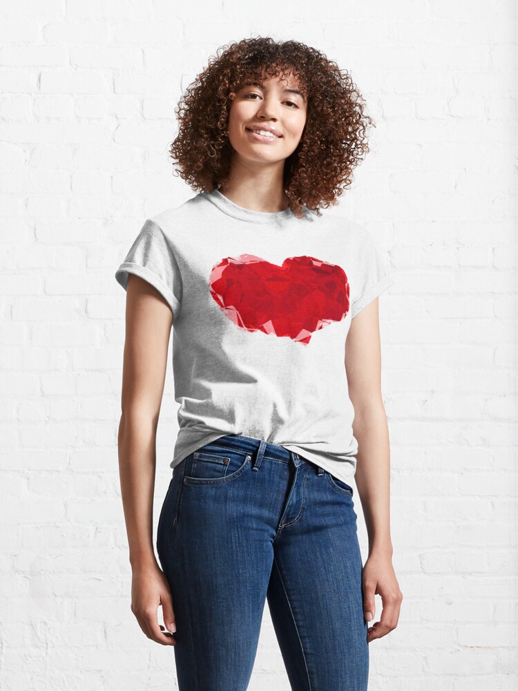 Alternate view of Red Pink Heart Abstract Polygon Art Classic T-Shirt