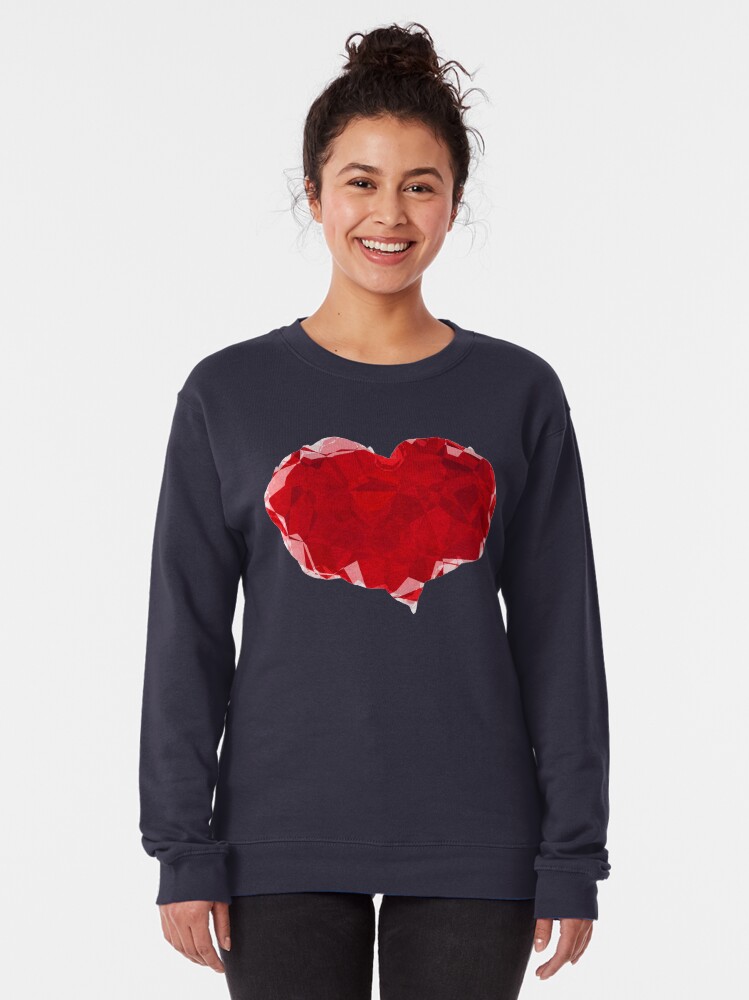 Alternate view of Red Pink Heart Abstract Polygon Art Pullover Sweatshirt
