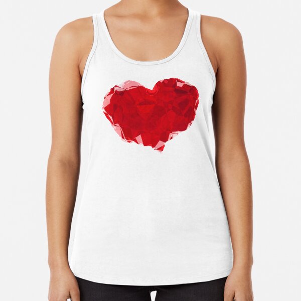 Red Pink Heart Abstract Polygon Art Racerback Tank Top