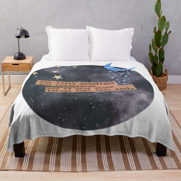 Item preview, She loves moonlight crescent moon and stars quote art designed and sold by Dollfacedesign.