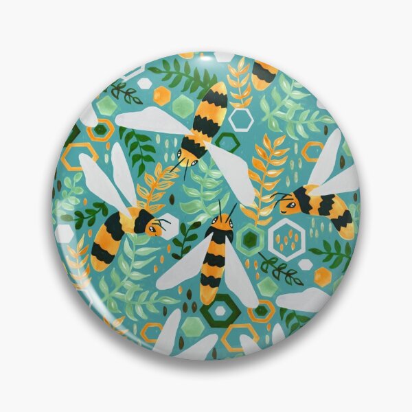 Item preview, Friendly Gouache Bees - Greens designed and sold by TigaTiga.