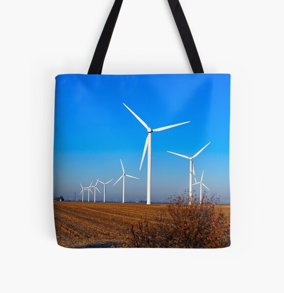 Wind Turbine Field All Over Print Tote Bag