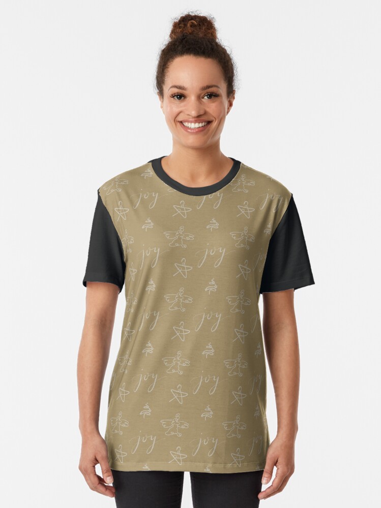 Alternate view of Angel Doodle Christmas Pattern Graphic T-Shirt