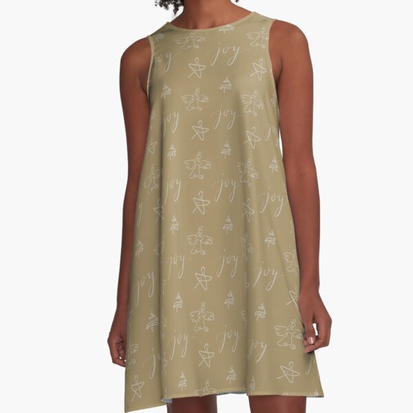Angel Doodle Christmas Pattern A-Line Dress