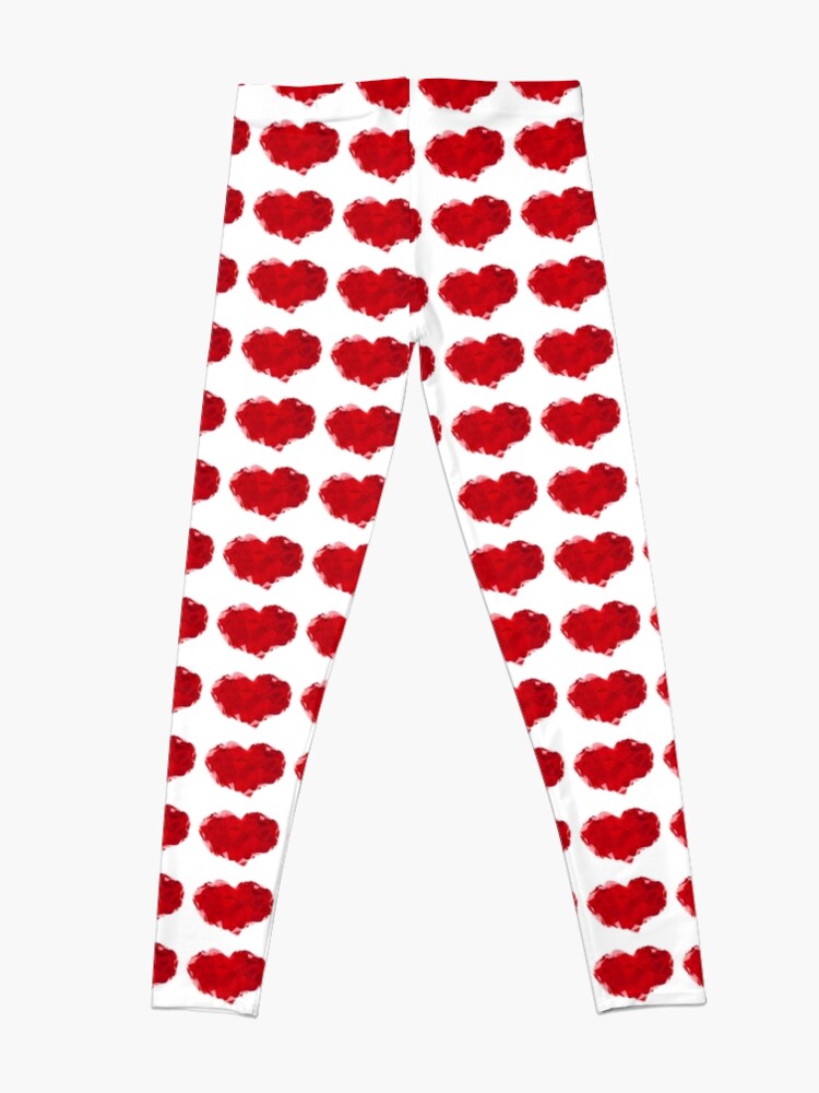 Alternate view of Red Pink Heart Abstract Polygon Art Leggings