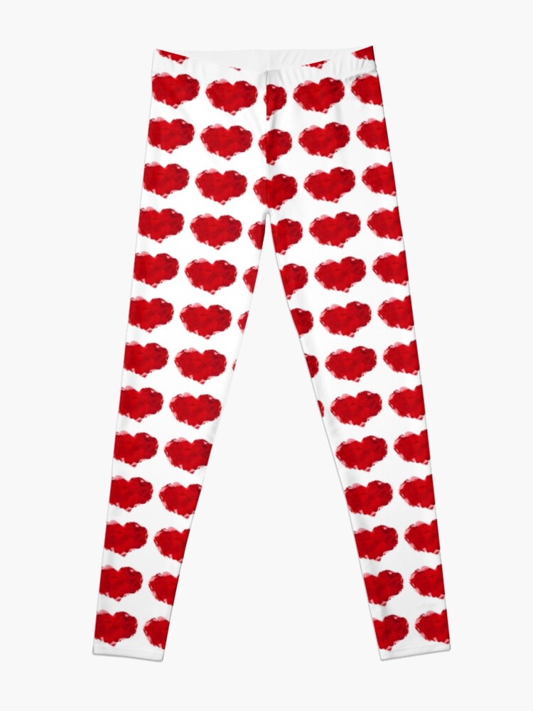 Alternate view of Red Pink Heart Abstract Polygon Art Leggings