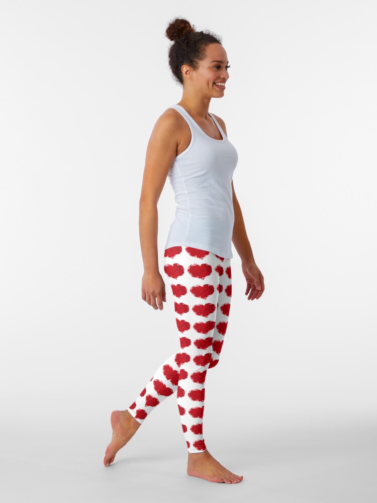 Alternate view of Red Pink Heart Abstract Polygon Art Leggings