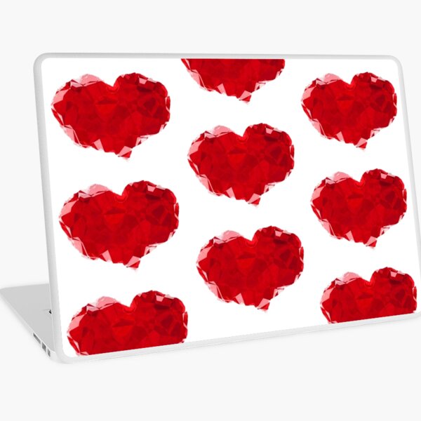 Red Pink Heart Abstract Polygon Art Laptop Skin