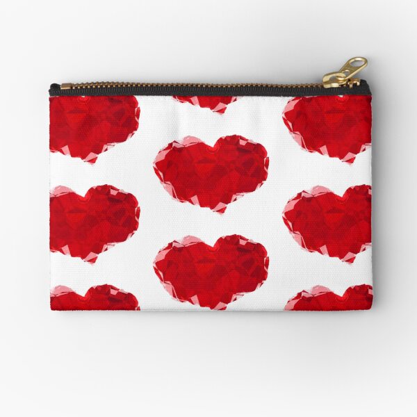 Red Pink Heart Abstract Polygon Art Zipper Pouch