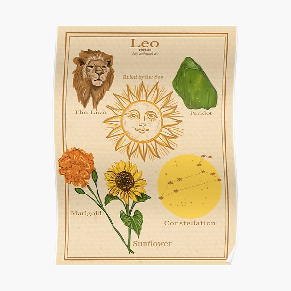 Zodiac Astrology Vintage Style Poster- Leo Poster