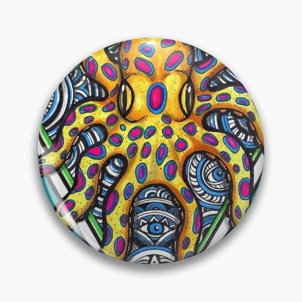 Item preview, Trippy Psychedelic Blue Ringed Octopus designed and sold by mayescol.