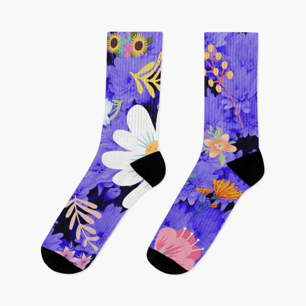 Aperçu de l'œuvre Motif Floral Aléatoire 28 Chrysanthèmes Bleu Violet Couleur De Fond créée et vendue par AliCatOriginals.