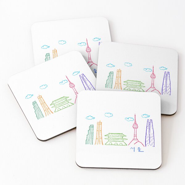 Artikelvorschau, Seoul Skyline Kunstzeichnung entworfen und verkauft von Yuza Art.
