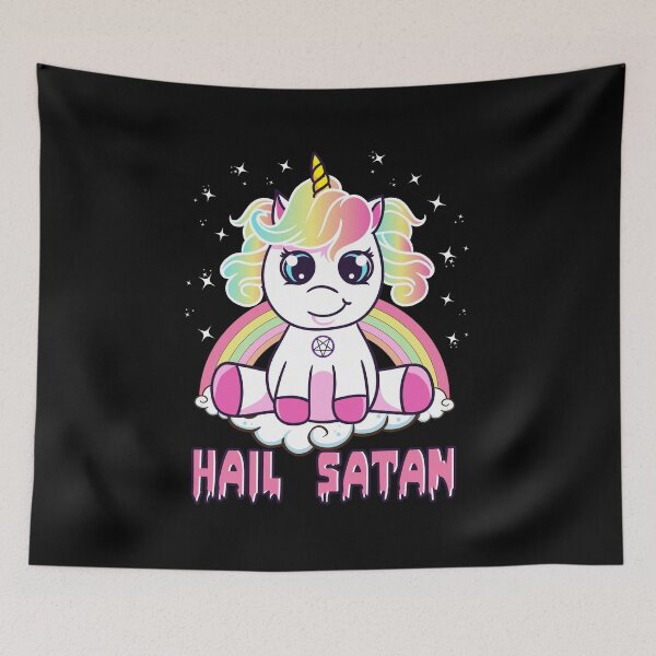 Item preview, Cute Hail Satan Unicorn Rainbow Funny Satanic Pun designed and sold by perfectpresents.