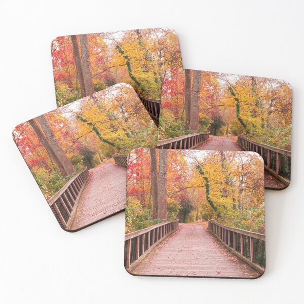 Item preview, beautiful wooden pathway going breathtaking colorful trees forest designed and sold by Carla Nay.