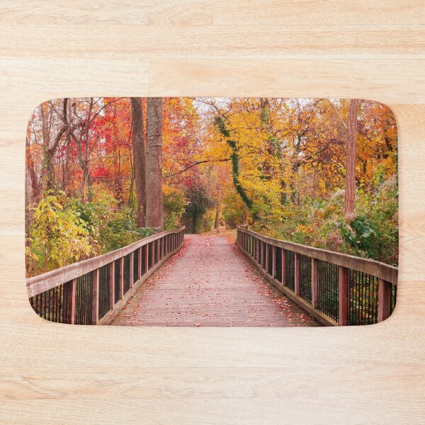 Item preview, beautiful wooden pathway going breathtaking colorful trees forest designed and sold by Carla Nay.