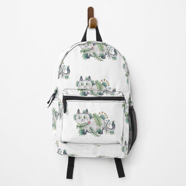 Item preview, Cute Green Eyed Cat with Floral Patterns designed and sold by maak-and-illy.