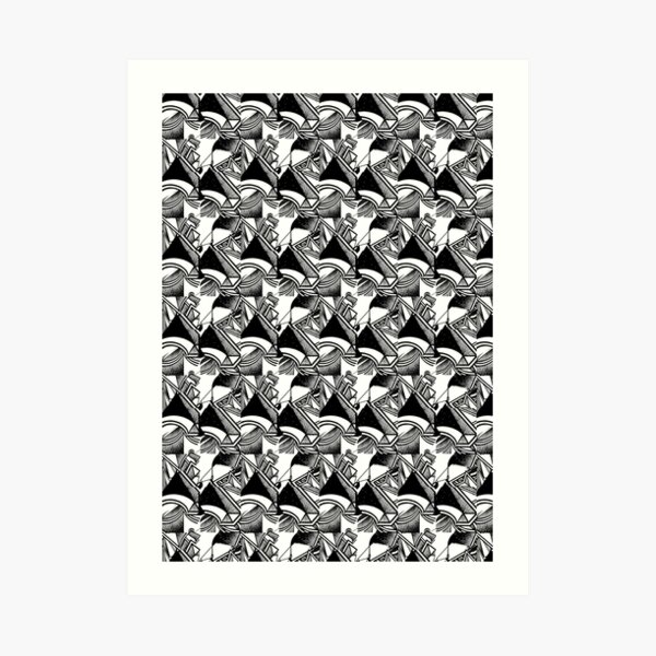 dotty geometric abstract black and white Art Print