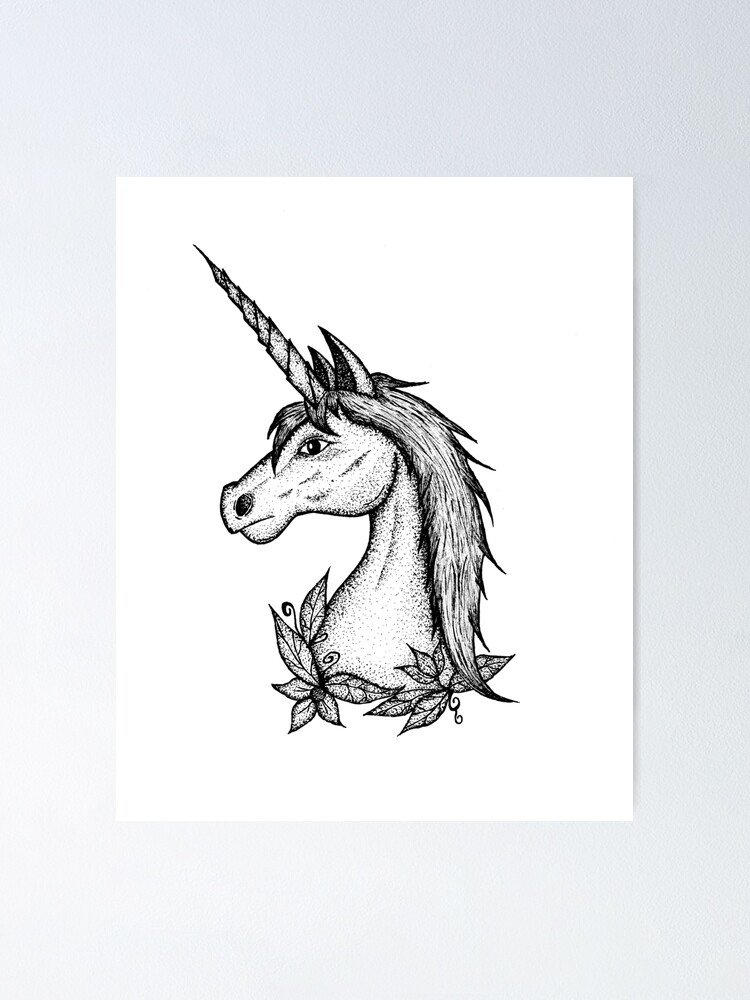 Fabled Unicorn Unicorn Dotwork Design Poster By Vasilislam Redbubble