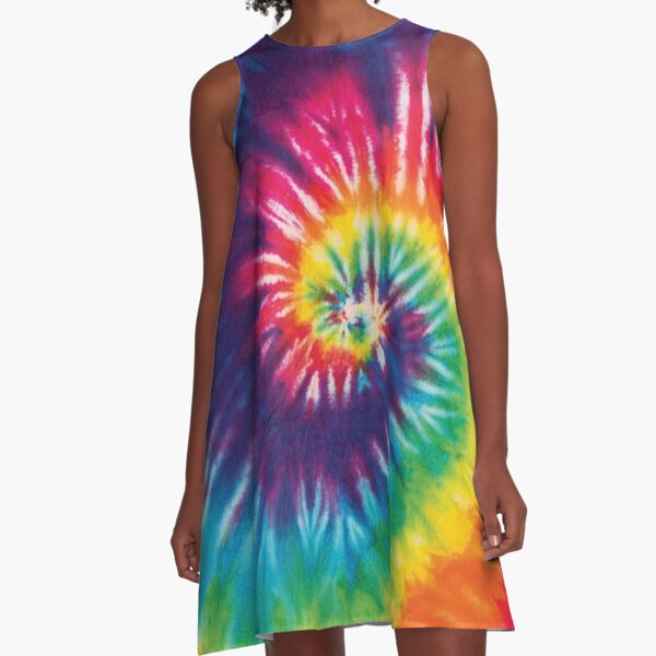 Rainbow Tie Dye Pattern A-Line Dress