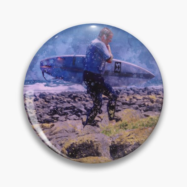 Item preview, Surfer Traversing the Rocks Watercolor designed and sold by Steven Jodoin.
