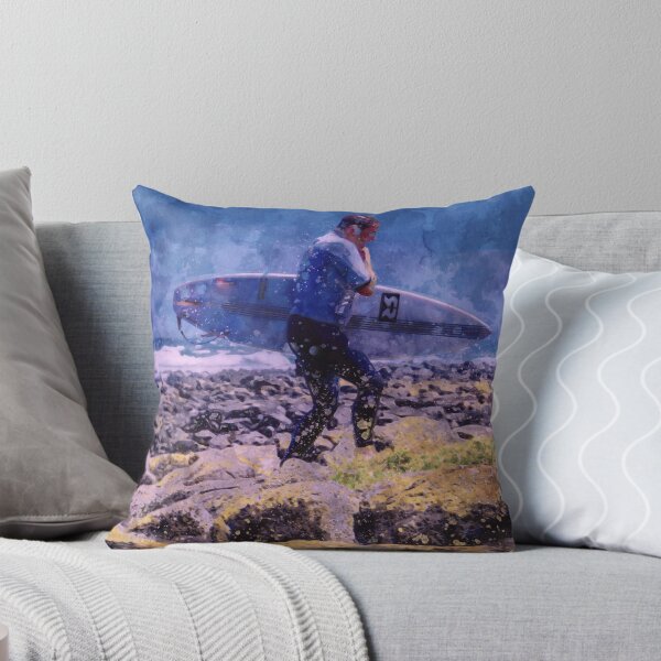 Item preview, Surfer Traversing the Rocks Watercolor designed and sold by Steven Jodoin.