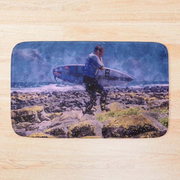Item preview, Surfer Traversing the Rocks Watercolor designed and sold by Steven Jodoin.