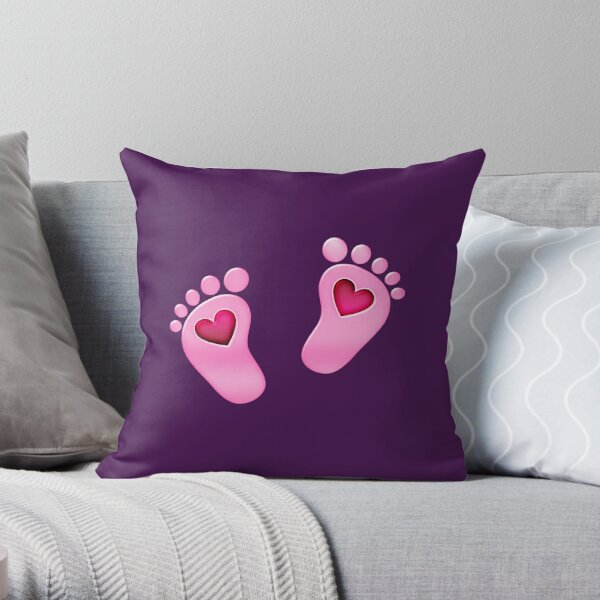 Coussin Bebe Pieds De Bebe Empreinte De Pas Coeurs Par Boom Art Redbubble