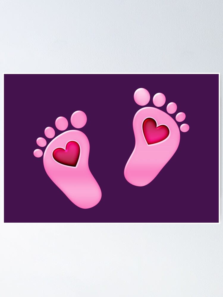 Poster Bebe Fille Pieds De Bebe Empreinte De Pas Coeurs Par Boom Art Redbubble