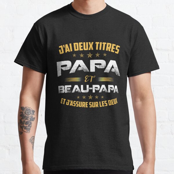 Womens J'Ai Deux titres Papa et Beau-Papa et j'assure dans Les Deux V-Neck  T-Shirt
