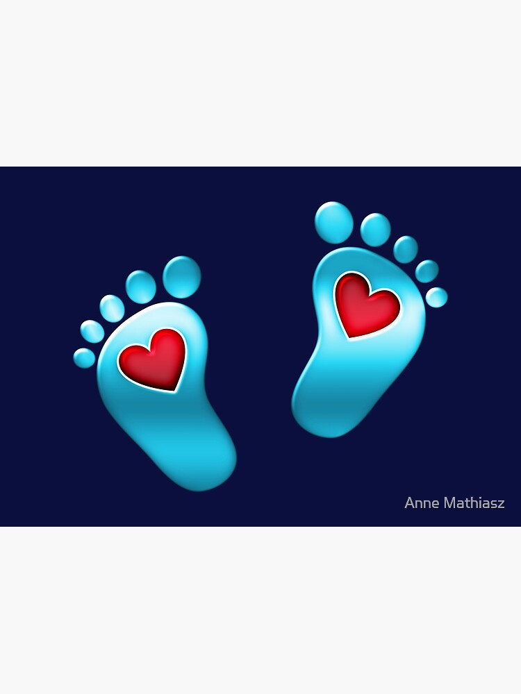 azul Huella - pies del bebé, pies de los niños dulces' Pegatina