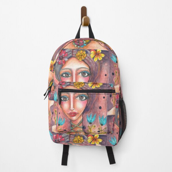 Frida Kahlo with Blue Tulips Backpack