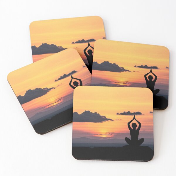 Item preview, mountain top meditation during sunrise designed and sold by blurry-mind.