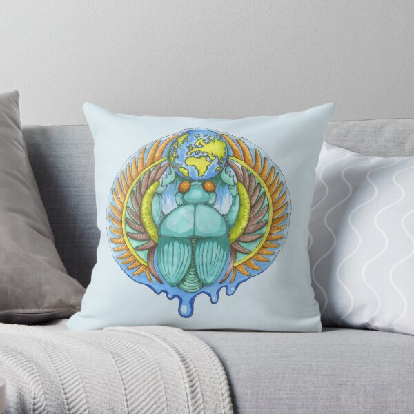 Earth Creation Beetle Throw Pillow