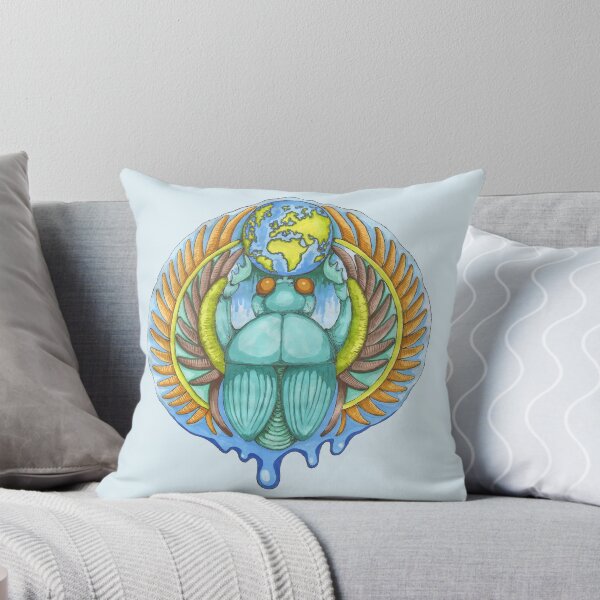 Earth Creation Beetle Throw Pillow