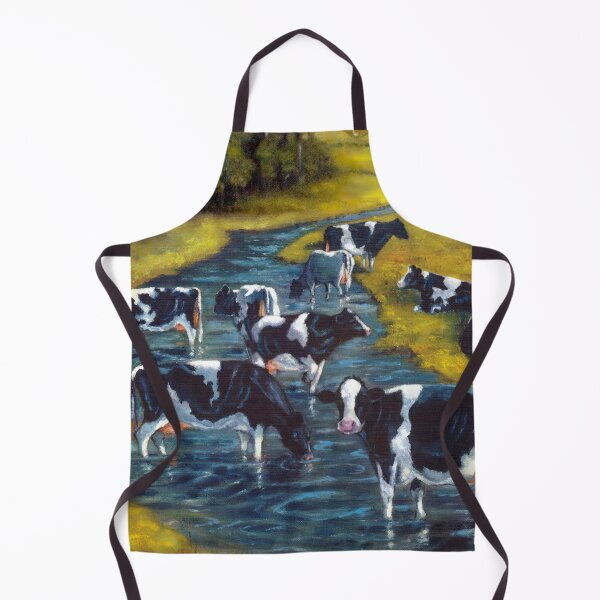Item preview, Painting of Holstein Cows in the Brook, Farm Scene designed and sold by JoyfulWhimsy.