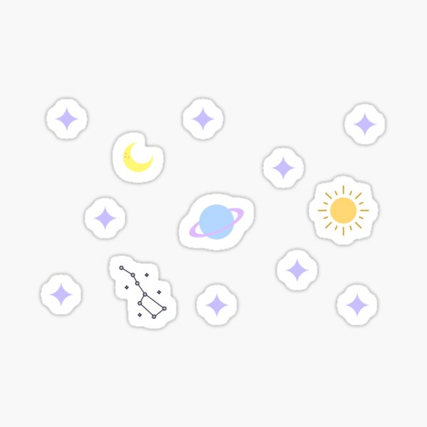 Pastel Space Sticker Set Sun Moon Constellation Stars Sticker