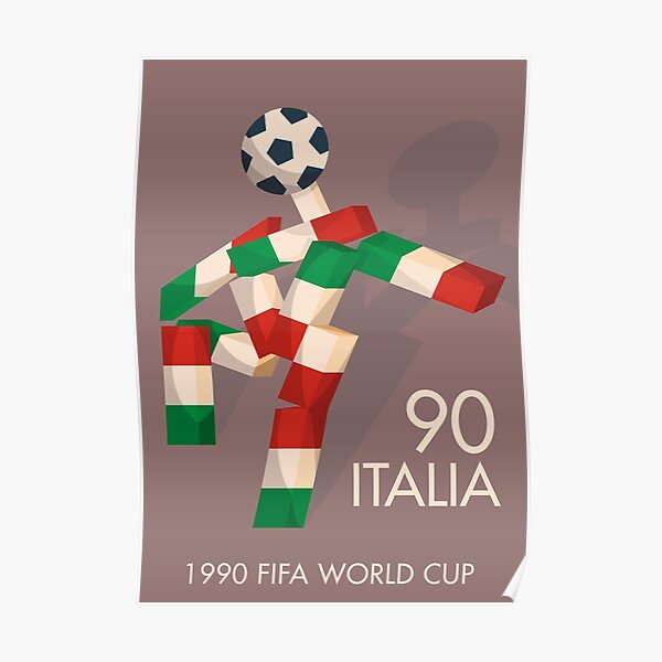 Vintage football poster, Ciao, Italia 90 mascotte, retro football, 1990 world cup Poster